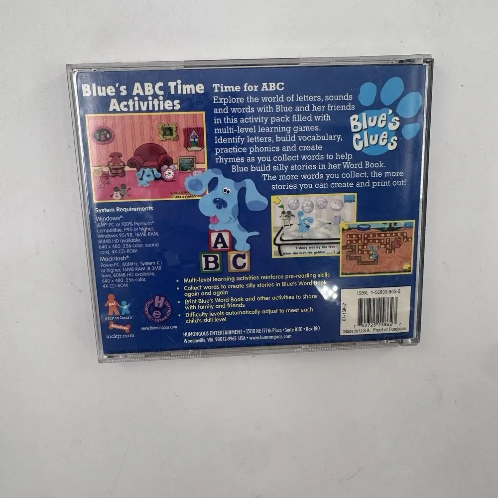 Blue's Clues Blue's ABC Time Activities PC CD-ROM Windows/Mac 2000 Fast Shipping